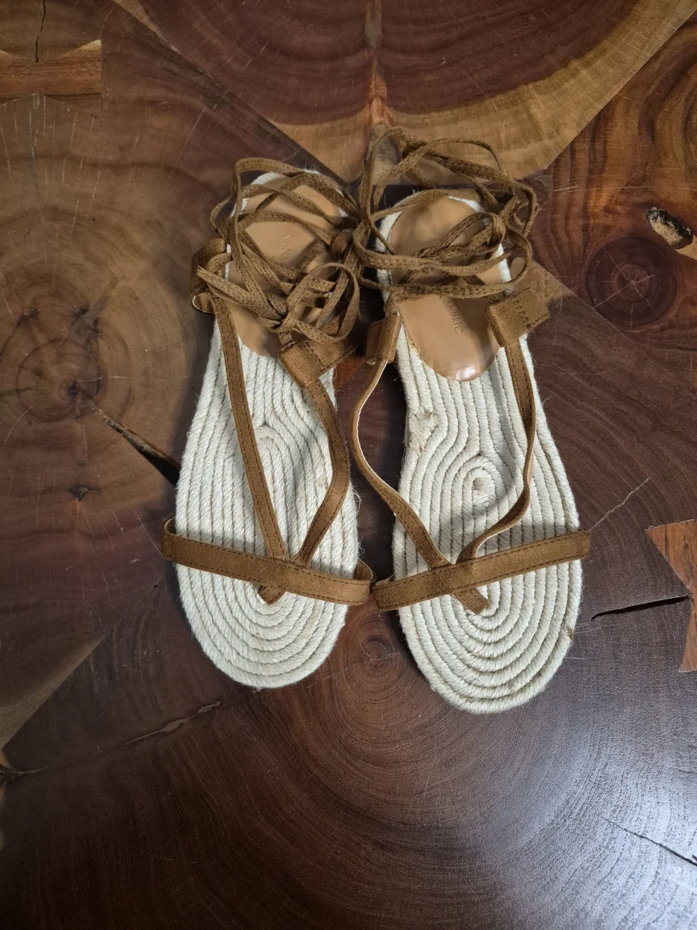 Banana Republic Factory Strappy Lace-Up Espadrille Sandals Cognac - 7.5